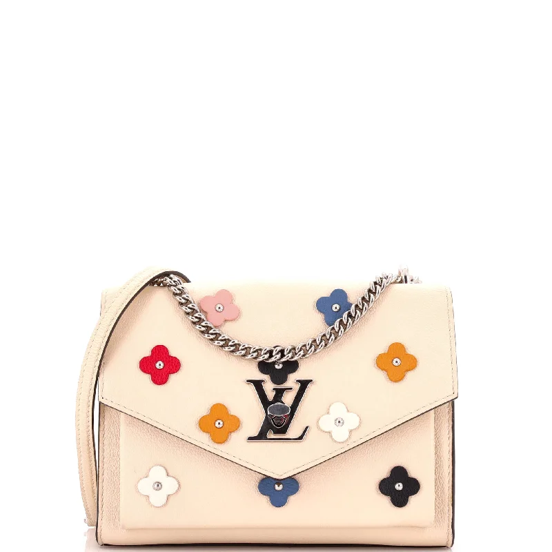 Women's Shoulder Bag with Faux Fur Strap in White for Winter StyleMylockme Handbag Flower Embellished Leather BB