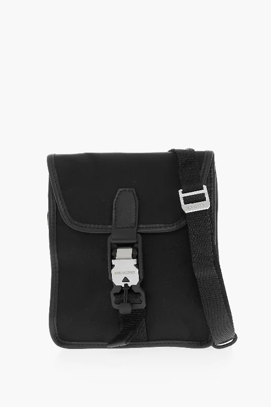 Embroidered Denim Shoulder Bag in Blue for a Vintage VibeNeil Barrett Solid Color Mini Bag With Leather Trims