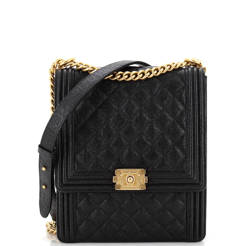 Geometric - Printed PVC Crossbody Bag in Multicolor for Trendy Street StyleNorth South Boy Flap Bag Quilted Caviar Large