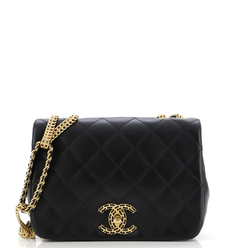 Crossbody Shoulder Bag in Black Leather with Gold Hardware for Night OutsOn And On Full Flap Bag Quilted Lambskin Small