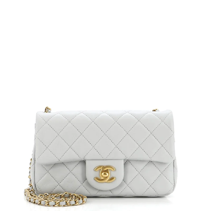 Suede Shoulder Bag in Pink with Tassel Accents for Casual OutingsPearl Crush Square Flap Bag Quilted Lambskin Mini