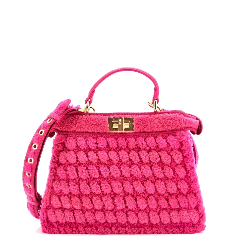 Women's Waterproof Nylon Shoulder Bag in Green for HikingPeekaboo ISeeU Bag Woven Shearling Small