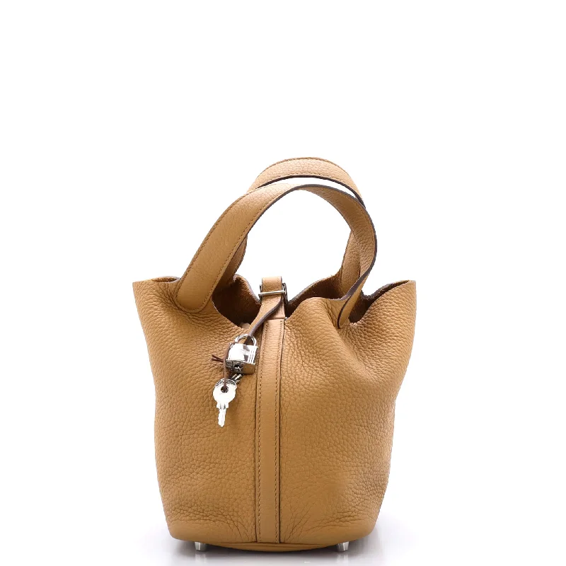 Crossbody Shoulder Bag in Black Leather with Gold Hardware for Night OutsPicotin Lock Bag Clemence PM