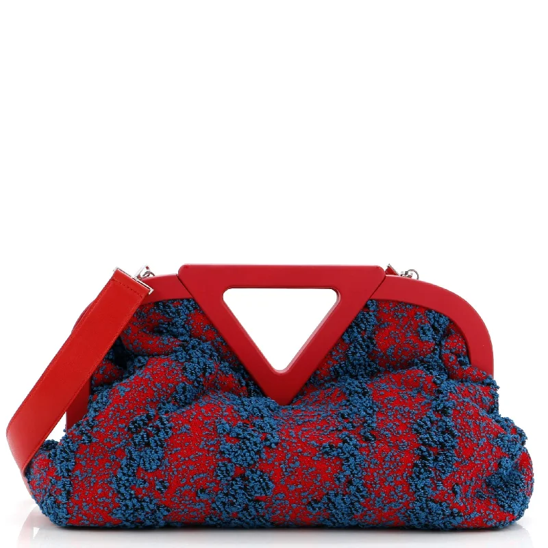 Women's Shoulder Bag with Floral Embroidery in Purple for Spring WalksPoint Shoulder Bag Boucle Tweed Medium