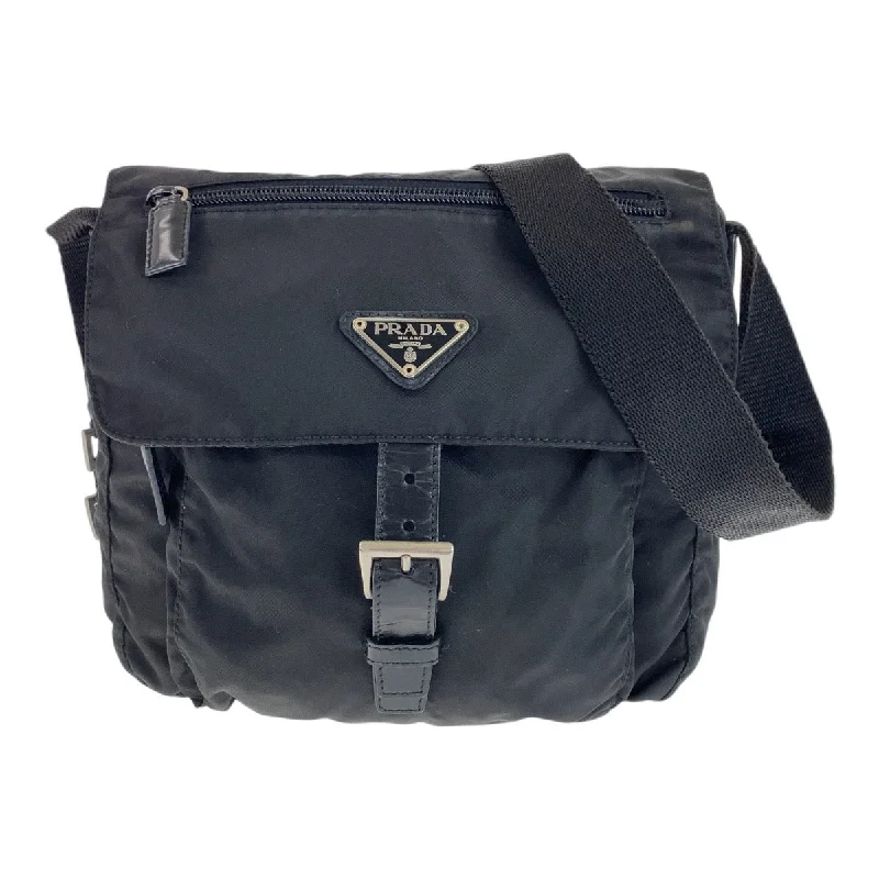 Women's Small Leather Crossbody Bag in Black with Gold Hardware for Evening PartiesPrada Nylon Leather Tessuto Logo Shoulder Bag