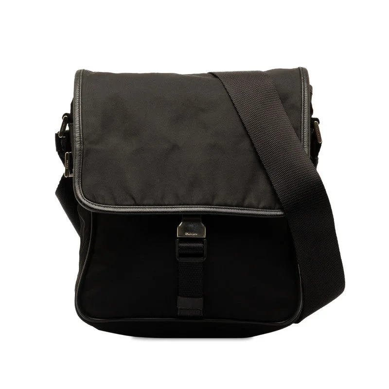 Women's Shoulder Bag with Zippered Pockets in Orange for SafetyPrada Nylon Leather Triangle Logo Shoulder Bag