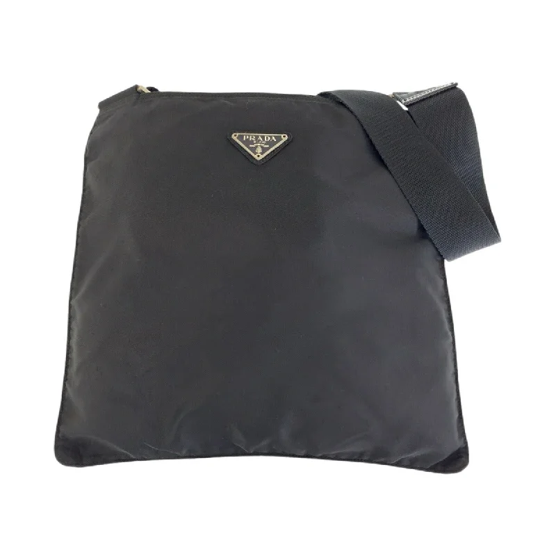 Women's Crossbody Bag with Multiple Compartments in Gray for Organized Daily UsePrada Nylon Tessuto Logo Plate Messenger Bag
