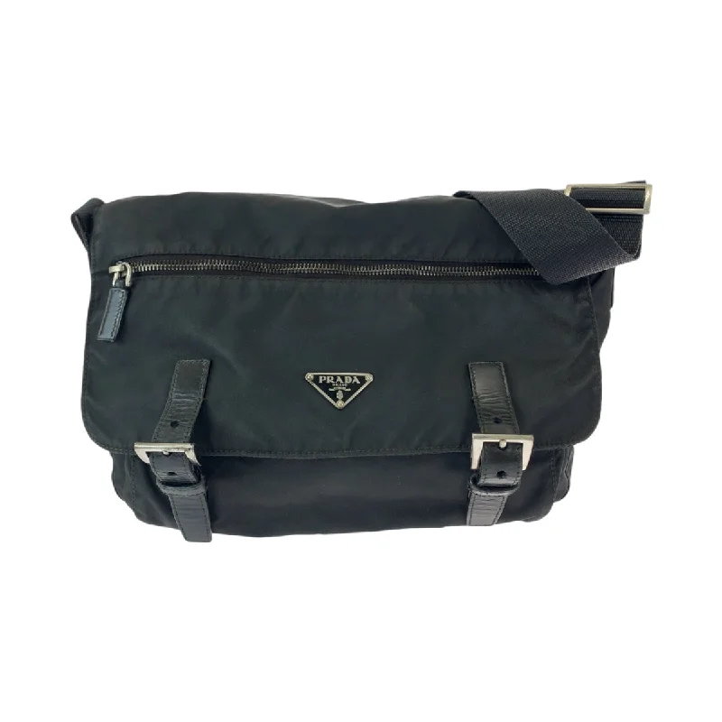Women's Crossbody Bag with Magnetic Closure in White for Quick AccessPrada Nylon Tessuto Logo Plate Messenger Bag