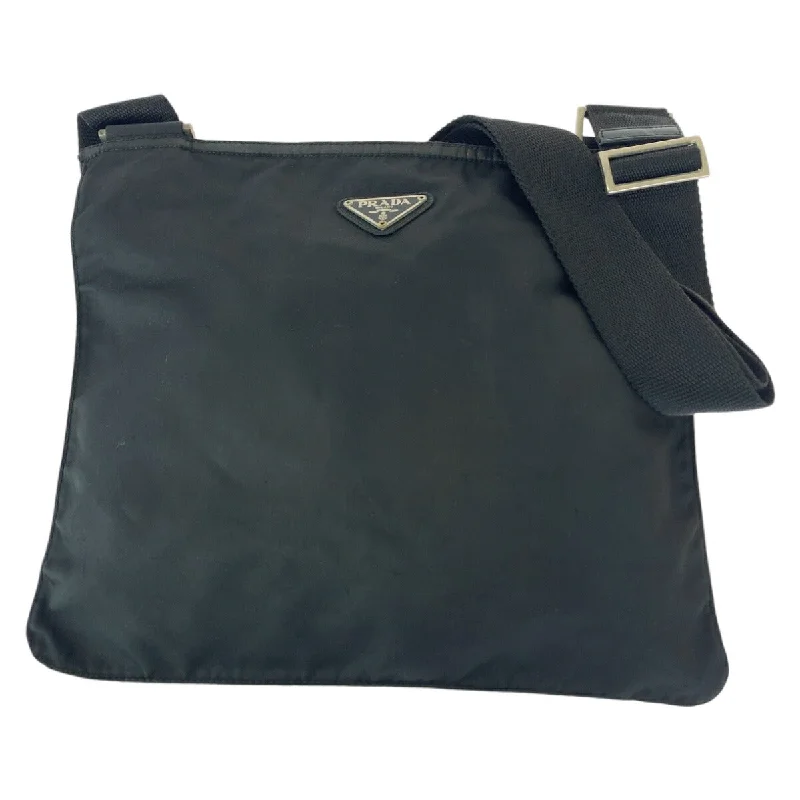 Large Faux Leather Crossbody Bag in Brown with Tassel Details for Casual TravelPrada Nylon Tessuto Logo Plate Shoulder Bag