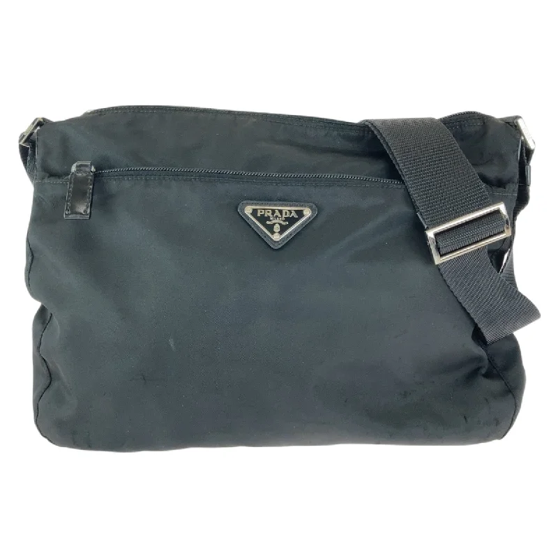 Hand - painted Canvas Crossbody Bag in Yellow for a Unique and Artistic LookPrada Nylon Tessuto Logo Plate Shoulder Bag