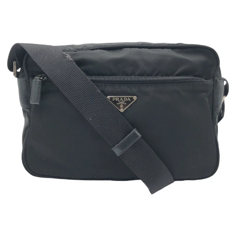 Women's Small Leather Crossbody Bag in Black with Gold Hardware for Evening PartiesPrada Nylon Tessuto Triangle Logo Crossbody Bag