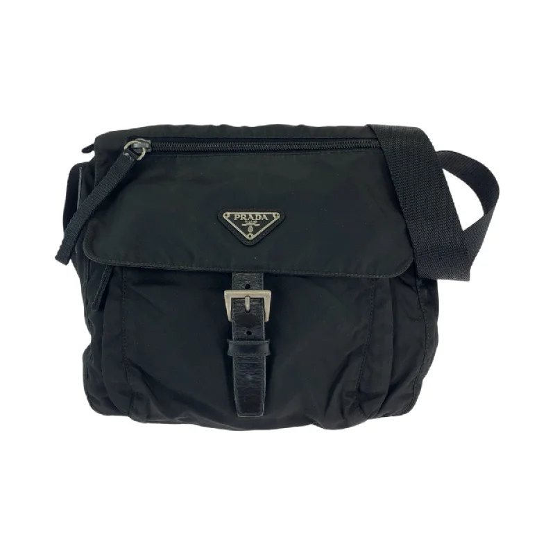 Women's Crossbody Bag with Chain Strap in Gold for a Glamorous TouchPrada Nylon Tessuto Triangle Logo Messenger Bag