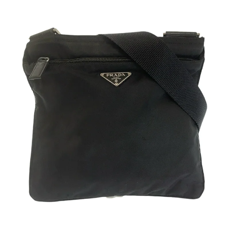 Women's Mini Crossbody Bag in Pink Velvet with Rhinestone Accents for Girls' Nights OutPrada Nylon Tessuto Triangle Logo Shoulder Bag