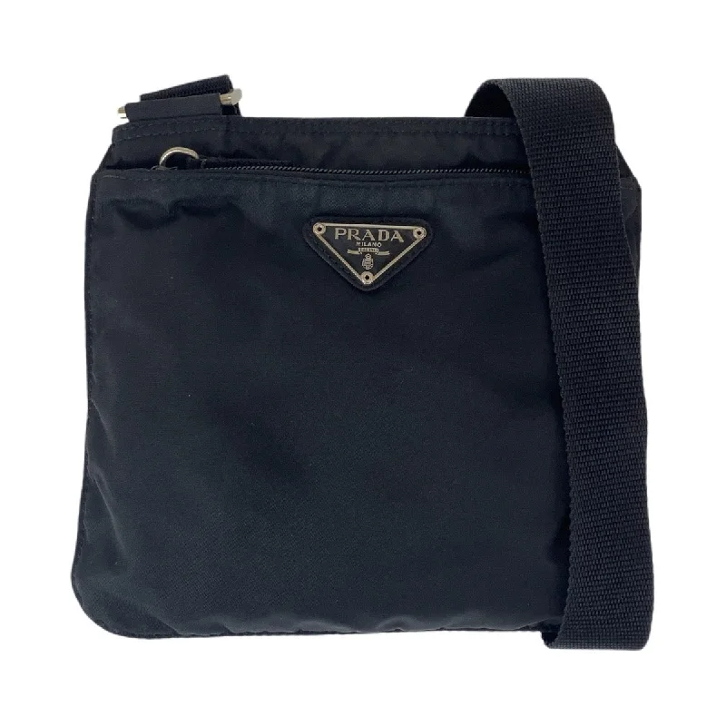 Women's Crossbody Bag with Zippered Pocket on the Back in Red for SecurityPrada Nylon Tessuto Triangle Logo Shoulder Bag