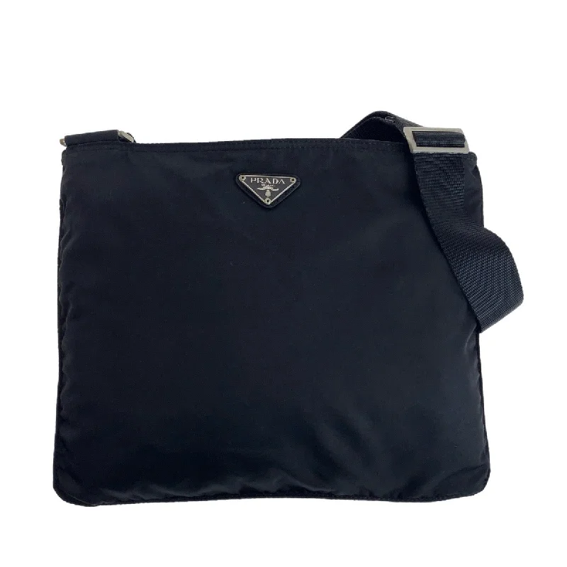 Women's Crossbody Bag with Zippered Pocket on the Back in Red for SecurityPrada Nylon Tessuto Triangle Logo Shoulder Bag