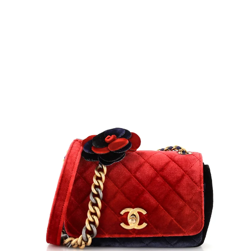 Quilted Shoulder Bag in Cream for a Classic and Elegant LookPrivate Affair Camellia Flap Bag Quilted Velvet Small