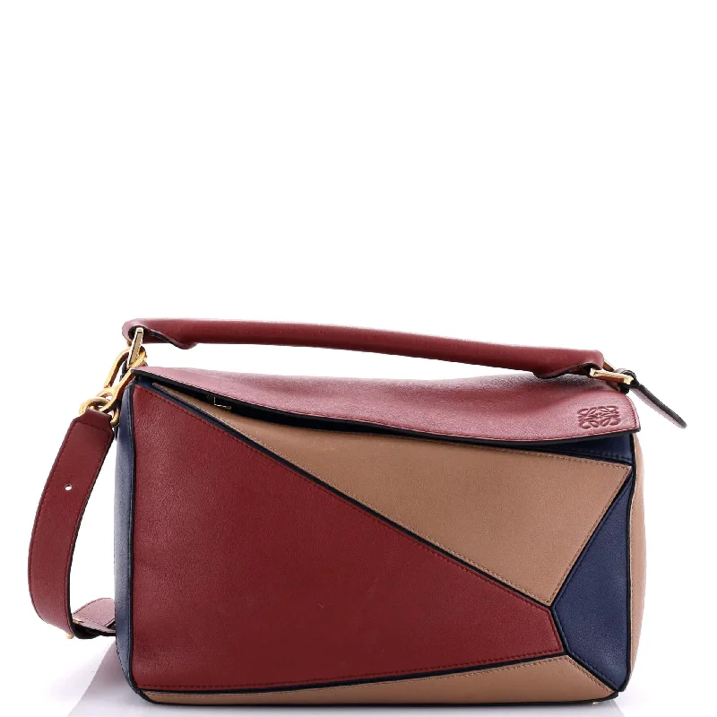 Women's Shoulder Bag with Zippered Pockets in Orange for SafetyPuzzle Bag Leather Medium