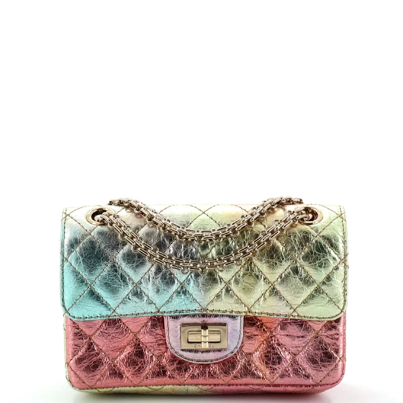 Embroidered Silk Crossbody Bag in Purple for Formal Events and WeddingsRainbow Reissue 2.55 Flap Bag Quilted Multicolor Metallic Goatskin Mini