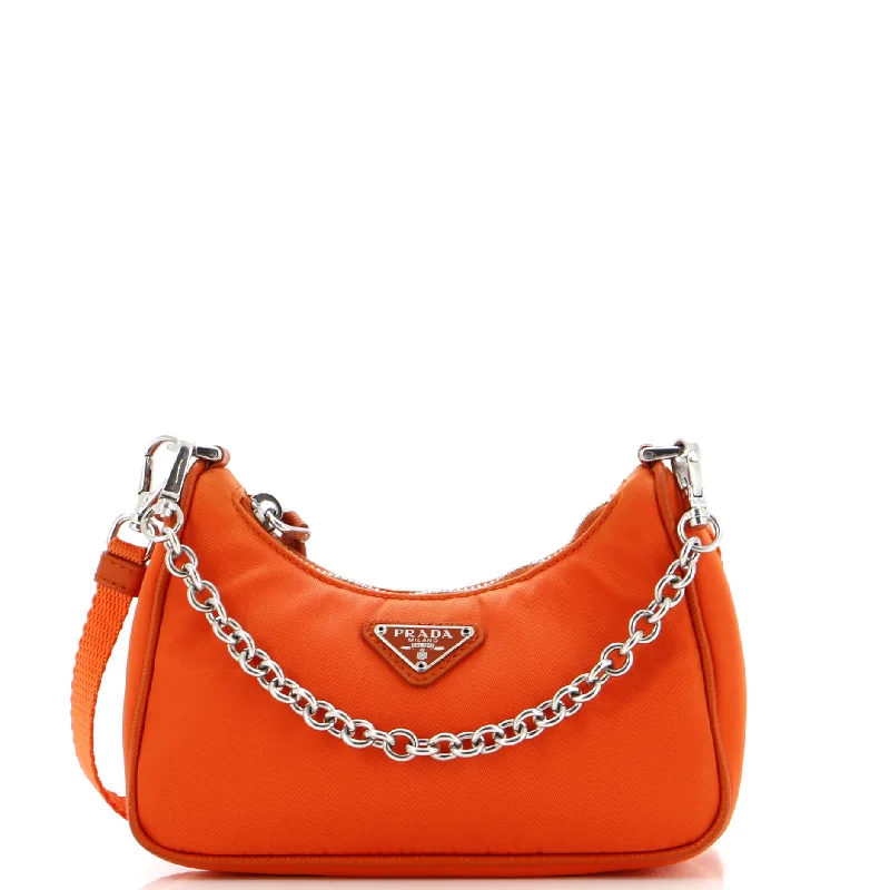 Women's Shoulder Bag with Faux Fur Strap in White for Winter StyleRe-Edition Shoulder Bag Tessuto Mini