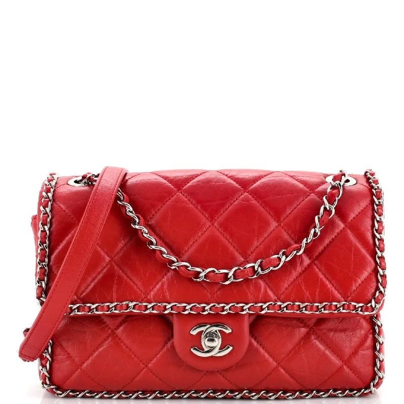 Plus - size Women's Crossbody Bag in Burgundy for Ample StorageRunning Chain Around Flap Bag Quilted Crumpled Calfskin Medium Plus - size Women's Crossbody Bag in Burgundy for Ample StorageRunning Chain Around Flap Bag Quilted Crumpled Calfskin Medium