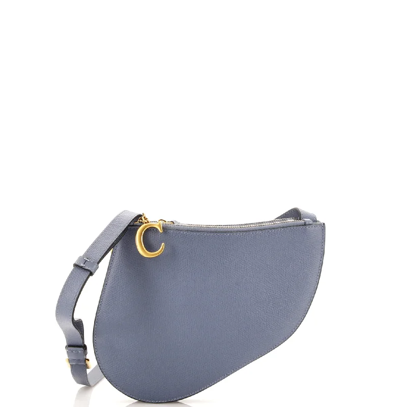 Metallic Crossbody Bag in Silver for New Year's Eve and Special CelebrationsSaddle Triple Zip Crossbody Pouch Leather
