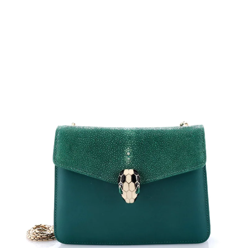 Vegan Leather Shoulder Bag in Gray for Ethical Fashion LoversSerpenti Forever Square Shoulder Bag Leather and Stingray Small