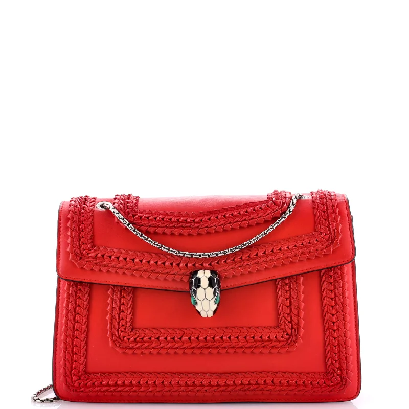 Shoulder Bag with Chain Strap in Silver for a Trendy AppearanceSerpenti Forever Square Shoulder Bag Leather Medium