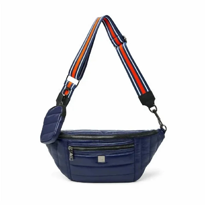 Women's Mini Crossbody Bag in Pink Velvet with Rhinestone Accents for Girls' Nights OutSister Sling Bag In Shiny Navy