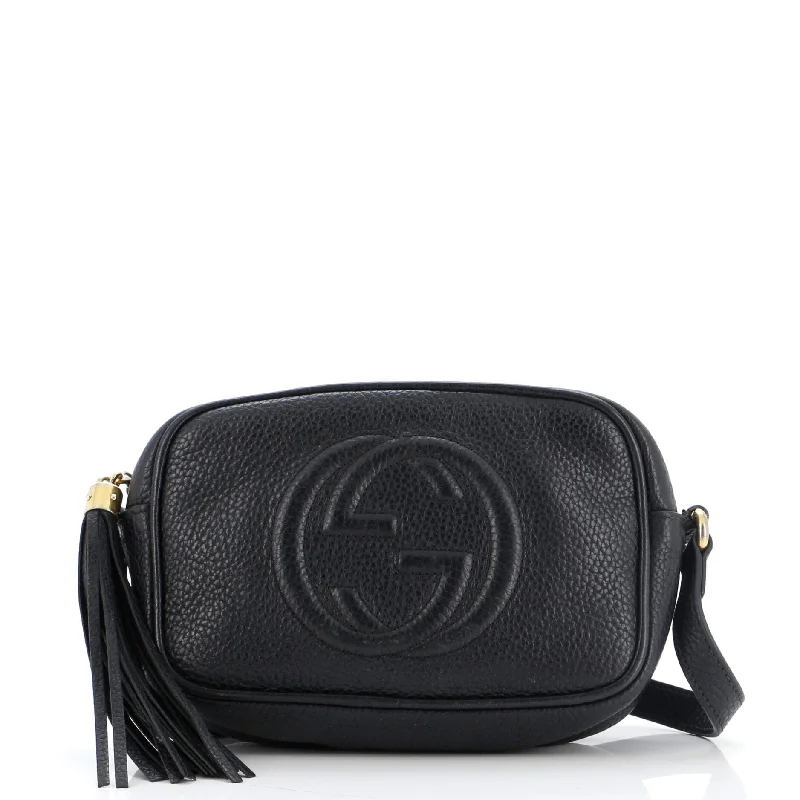 Women's Small Leather Crossbody Bag in Black with Gold Hardware for Evening PartiesSoho Disco Crossbody Bag Leather Mini