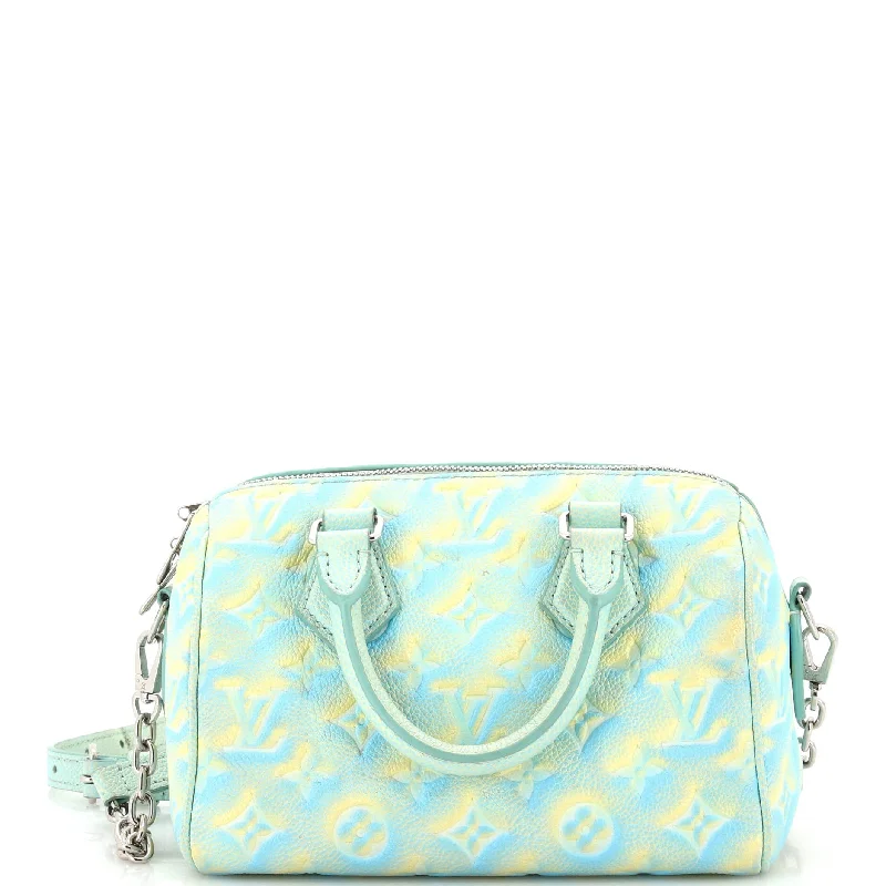 Straw Crossbody Bag in Natural Color for Beach Vacations and Summer DaysSpeedy Bandouliere Bag Stardust Monogram Empreinte Leather 20