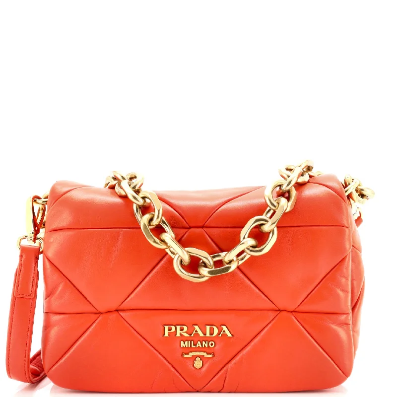 Metallic Shoulder Bag in Gold for Special OccasionsSystem Flap Shoulder Bag Quilted Nappa Leather Medium
