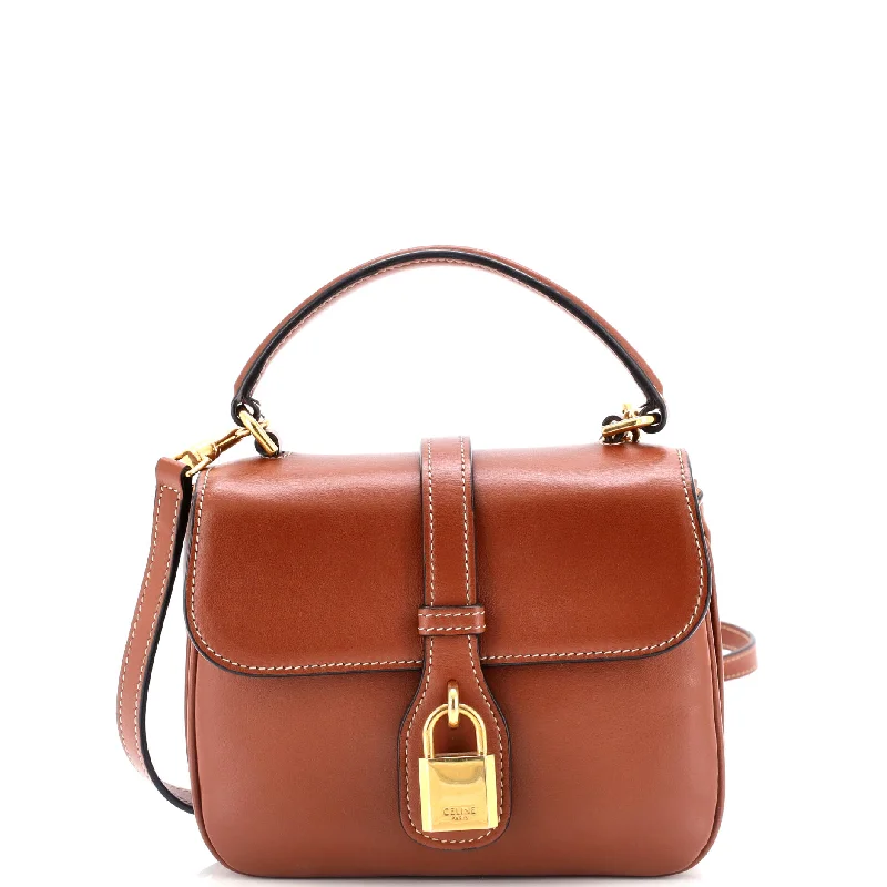 Women's Shoulder Bag with Floral Embroidery in Purple for Spring WalksTabou Top Handle Bag Smooth Calfskin Mini