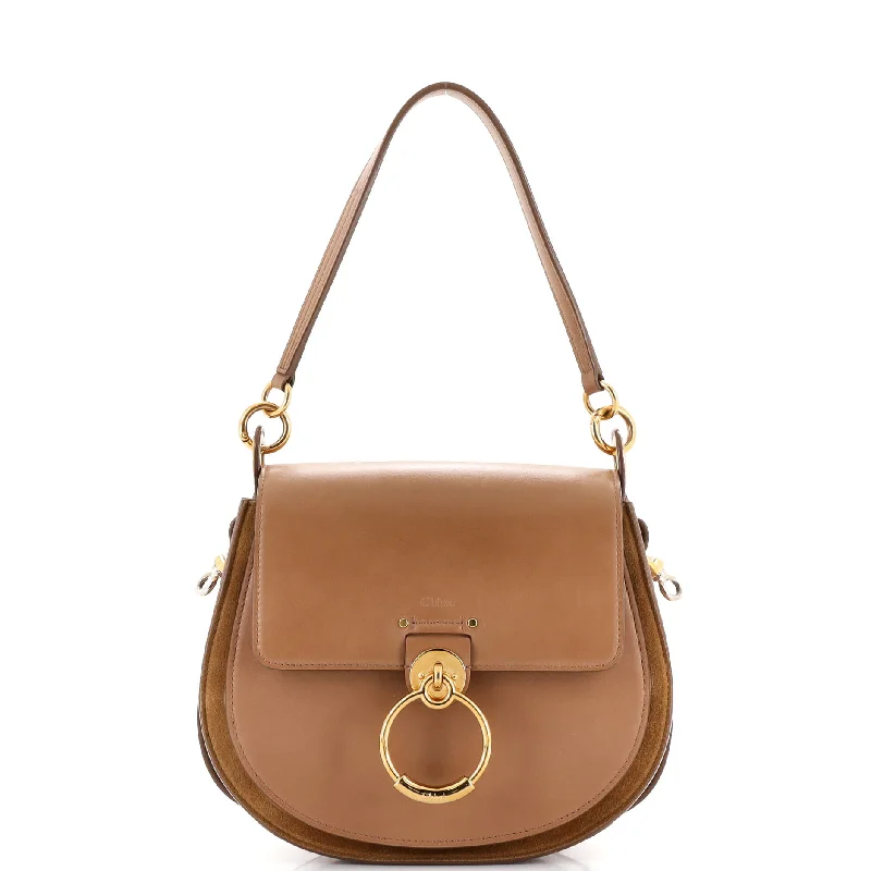 Leather - Trimmed Denim Crossbody Bag in Blue for a Vintage - Inspired LookTess Bag Leather Large