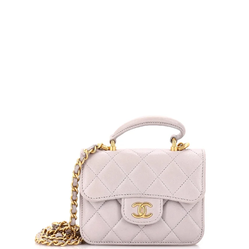 Printed Silk Shoulder Bag in Red for a Pop of ColorTop Handle Flap Coin Purse with Chain Quilted Lambskin