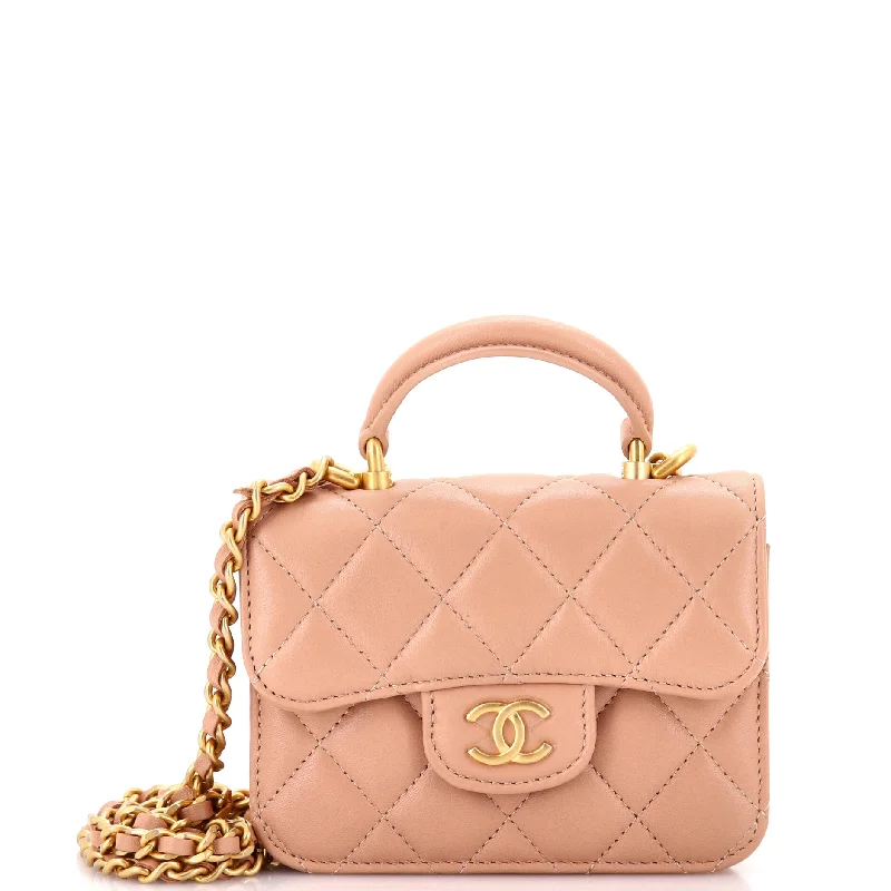 Printed Silk Shoulder Bag in Red for a Pop of ColorTop Handle Flap Coin Purse with Chain Quilted Lambskin