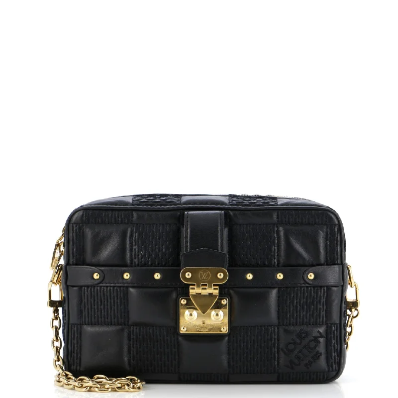 Shoulder Bag with Chain Strap in Silver for a Trendy AppearanceTroca Handbag Damier Quilted Lambskin PM