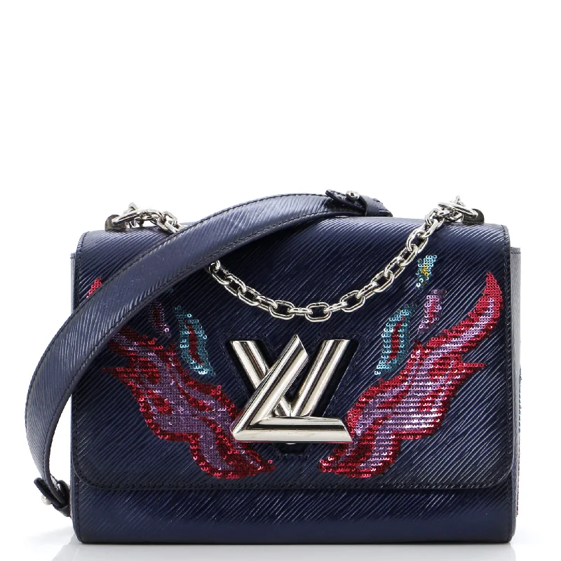 Women's Shoulder Bag with Faux Fur Strap in White for Winter StyleTwist Handbag Epi Leather with Sequins MM