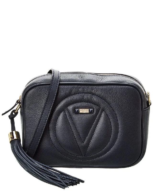 Leather - Trimmed Denim Crossbody Bag in Blue for a Vintage - Inspired LookValentino by Mario Valentino Mia Signature Leather Crossbody