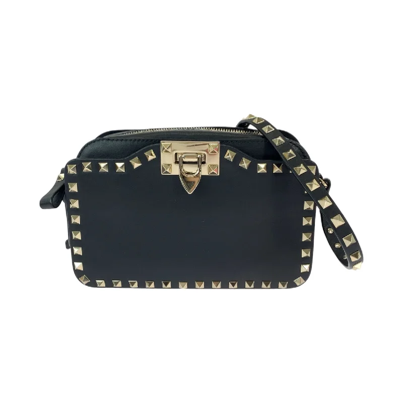 Women's Small Leather Crossbody Bag in Black with Gold Hardware for Evening PartiesValentino Rockstud Leather Shoulder Bag