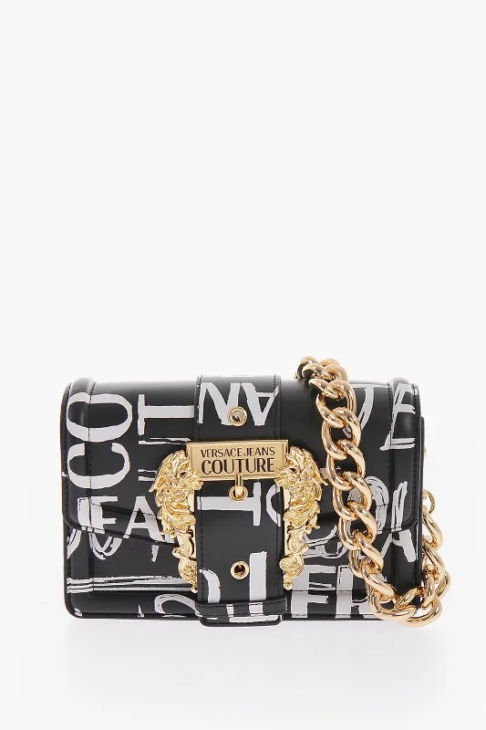 Women's Shoulder Bag with Zippered Pockets in Orange for SafetyVersace JEANS COUTURE All-Over Logo Printed Faux Leather Shoulder Ba