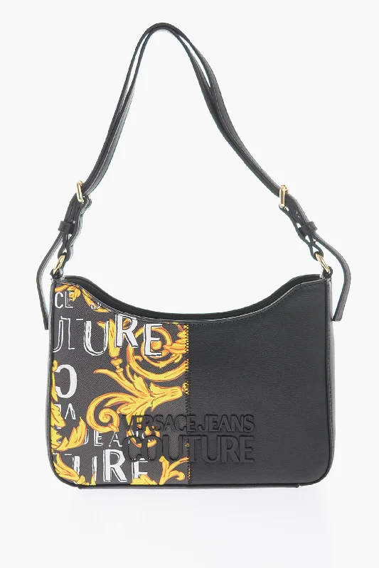 Vegan Leather Shoulder Bag in Gray for Ethical Fashion LoversVersace Jeans Couture Baroque Motif Shoulder Bag With Embossed Logo