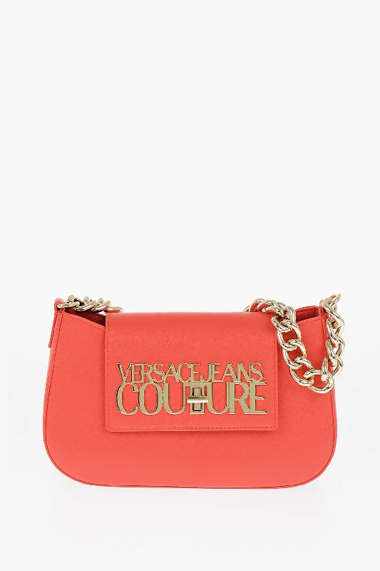 Canvas and Leather Combo Shoulder Bag in Tan for a Rustic LookVersace Jeans Couture Faux Leather Shoulder Bag With Golden Chain An