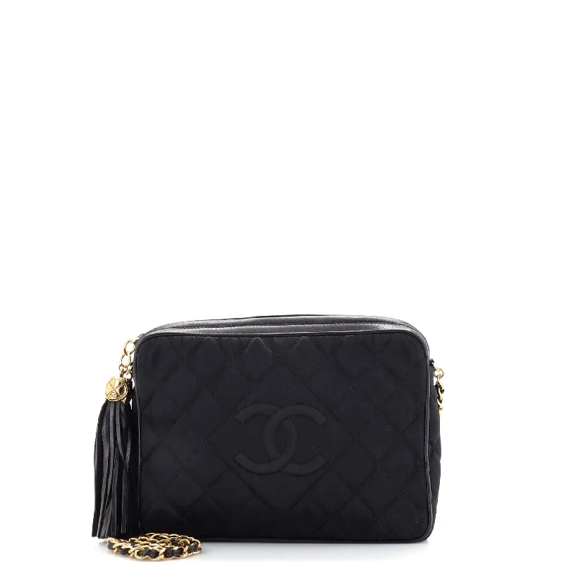 Women's Crossbody Bag with Chain Strap in Gold for a Glamorous TouchVintage Diamond CC Camera Bag Quilted Satin Medium