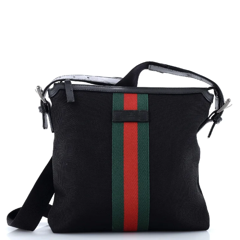 Suede Crossbody Bag in Olive Green for Fall Fashion StatementsWeb Messenger Bag Techno Canvas Medium