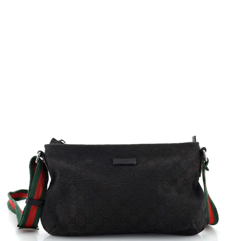 Waterproof Nylon Crossbody Bag in Navy Blue for Outdoor Hiking TripsWeb Strap Messenger Bag GG Canvas Small