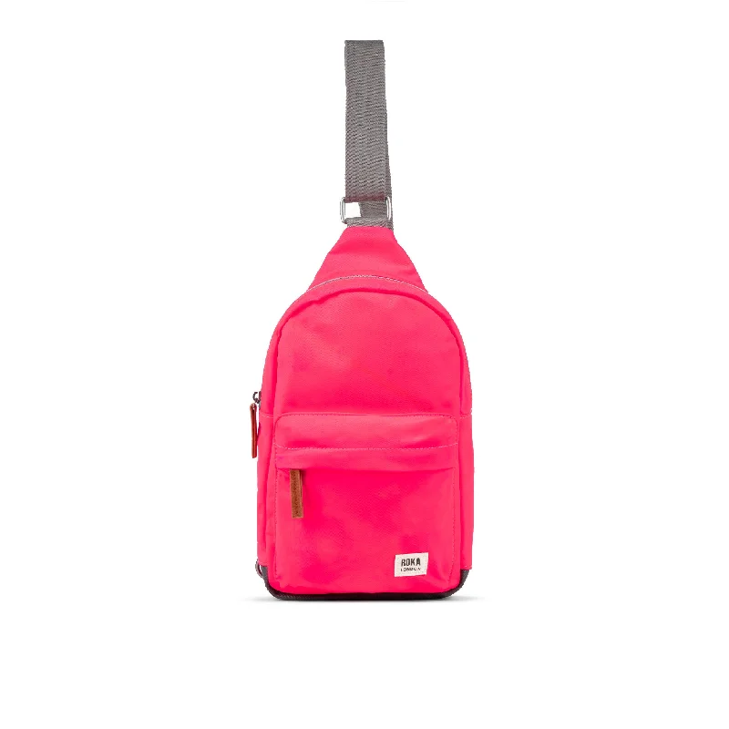 Women's Crossbody Bag with Zippered Pocket on the Back in Red for SecurityWillesden B Raspberry Neon Recycled Nylon