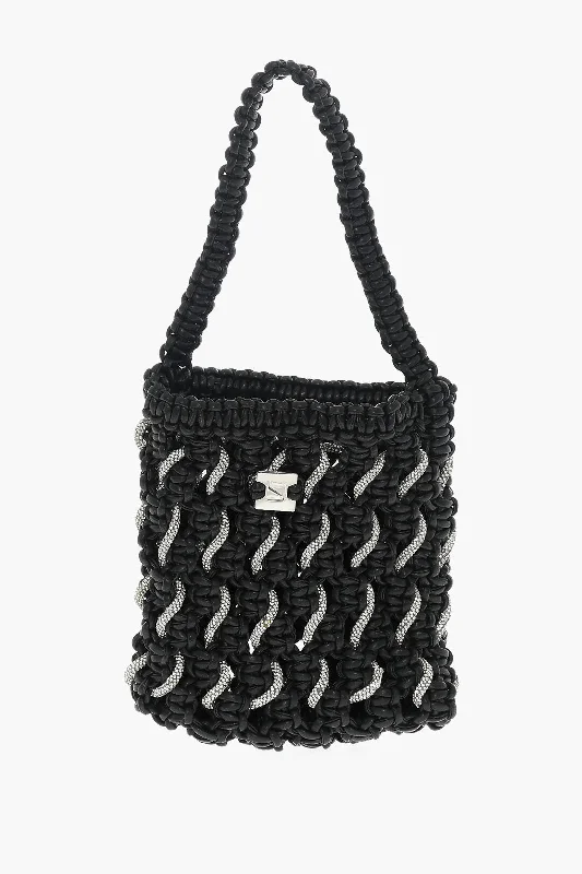 Women's Shoulder Bag with Adjustable Strap in Pink for ComfortYuzefi Solid Color Shoulder Bag With Braided Design And Rhinestone